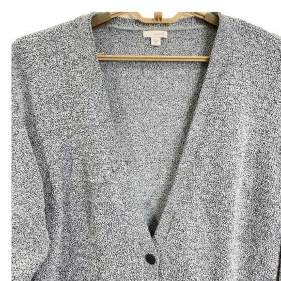 Pure J Jill One Button Oversized Boxy Cardigan Blue/gray Soft Fuzzy Fleece XL - Picture 3 of 8